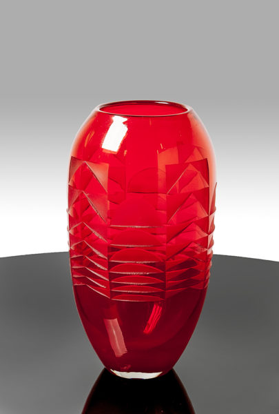Art Deco Vase, rotes Glas Vase Art Deco, Josephs Art Interior